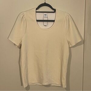 Smash + Tess Cream Ribbed Short Sleeve T Shirt Size L